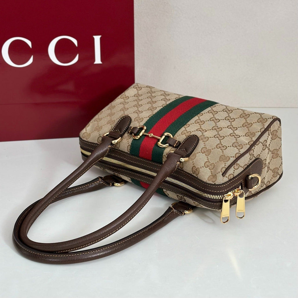 Gucci GG Canvas Boston Bag - Beige