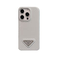 Leather PR Phone Case for iPhone White