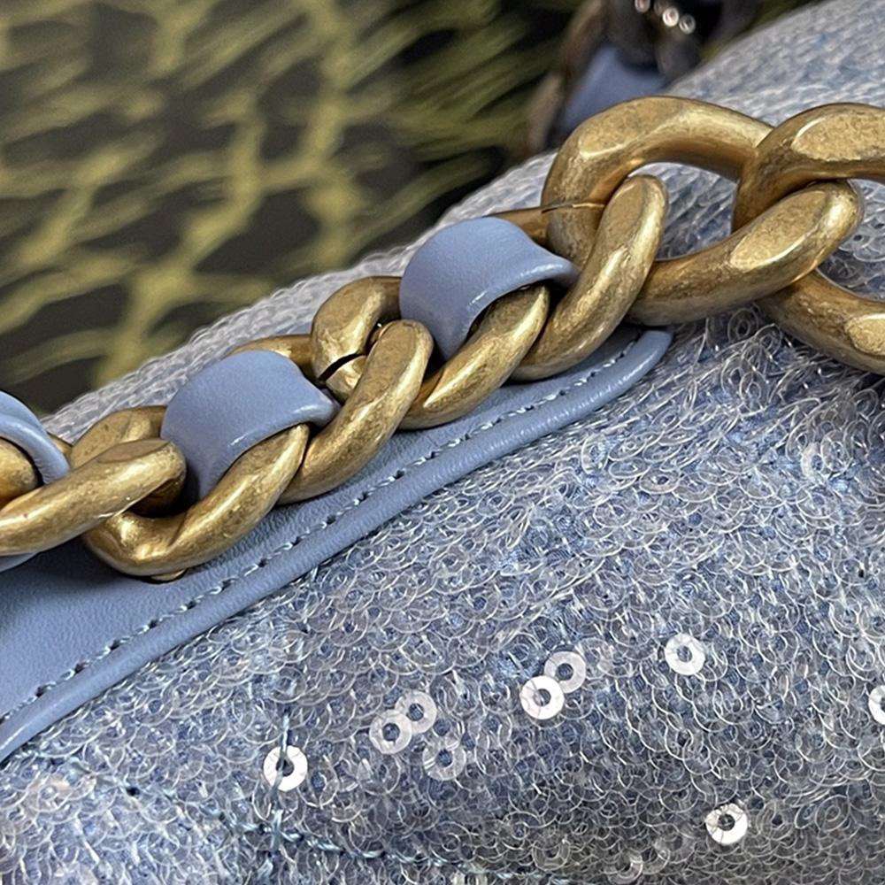 Chanel 19 Sequin Flap Bag - Light Blue