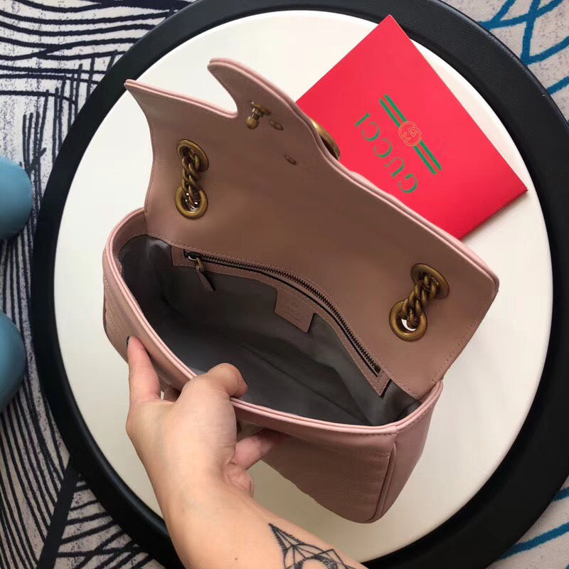 Gucci Marmont Matelass ̈¦ Shoulder Bag in Pink
