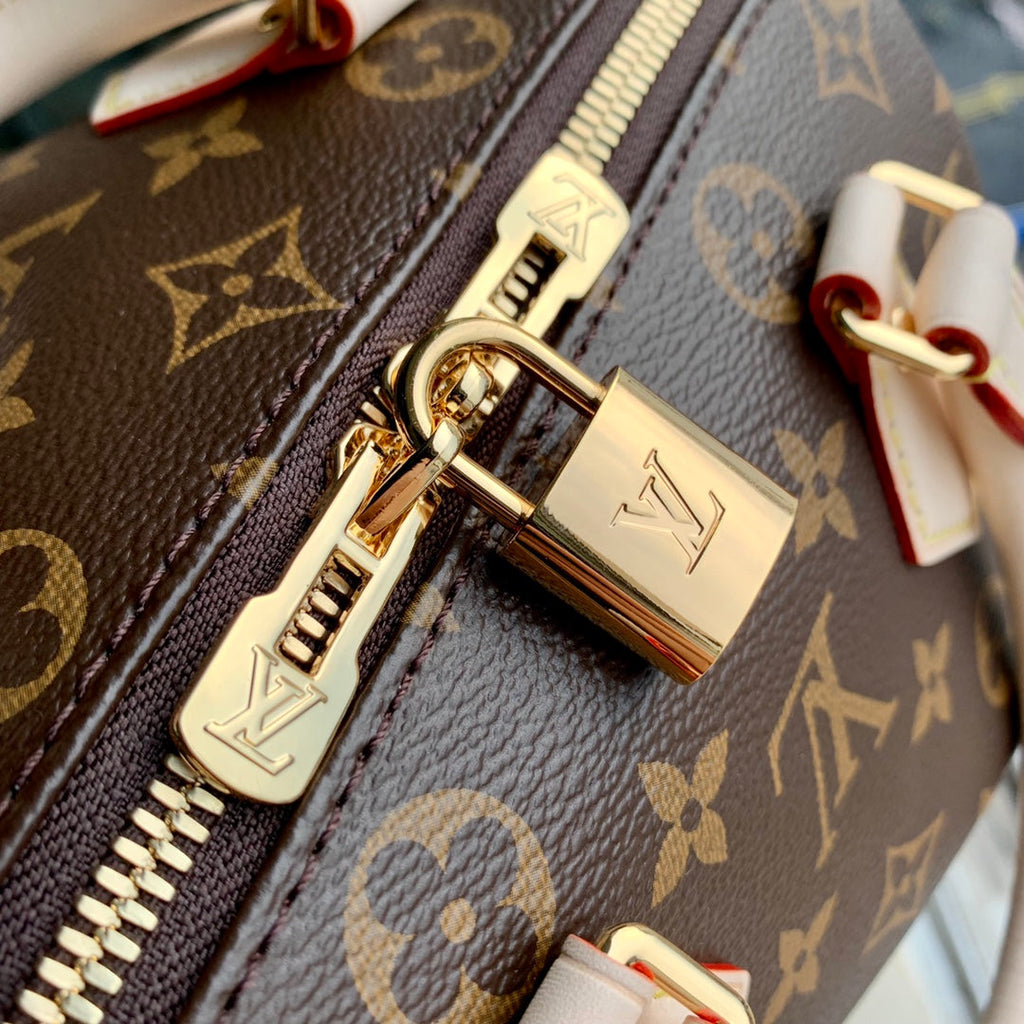 Louis Vuitton Speedy Bandouliere 20 Monogram Beige Strap Handbag