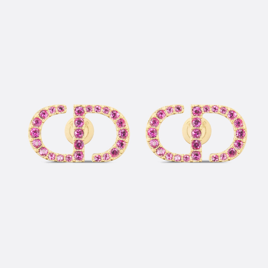 Dior Petit CD Stud Fuchsia Crystal Earrings