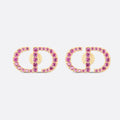 Dior Petit CD Stud Fuchsia Crystal Earrings