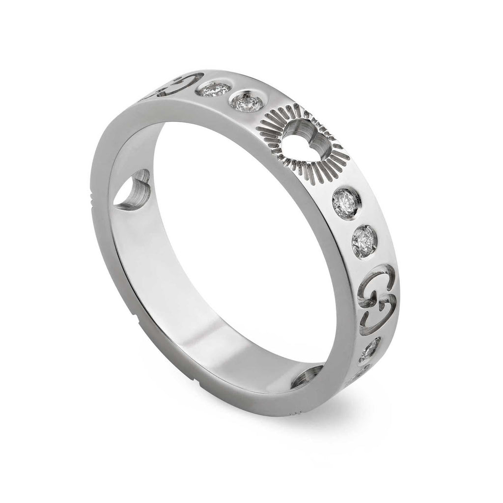 Gucci Double G Icon Diamond Ring - 18K White Gold
