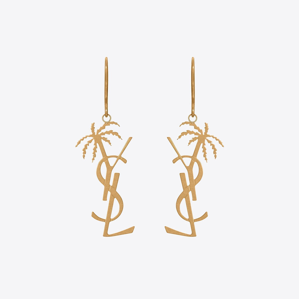 YSL Monogram Palmier Statement Earrings - 18K Yellow Gold