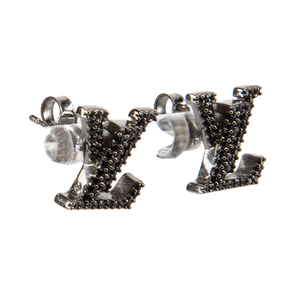 Louis Vuitton Iconic Black Crystal Stud Earrings - 18K White Gold