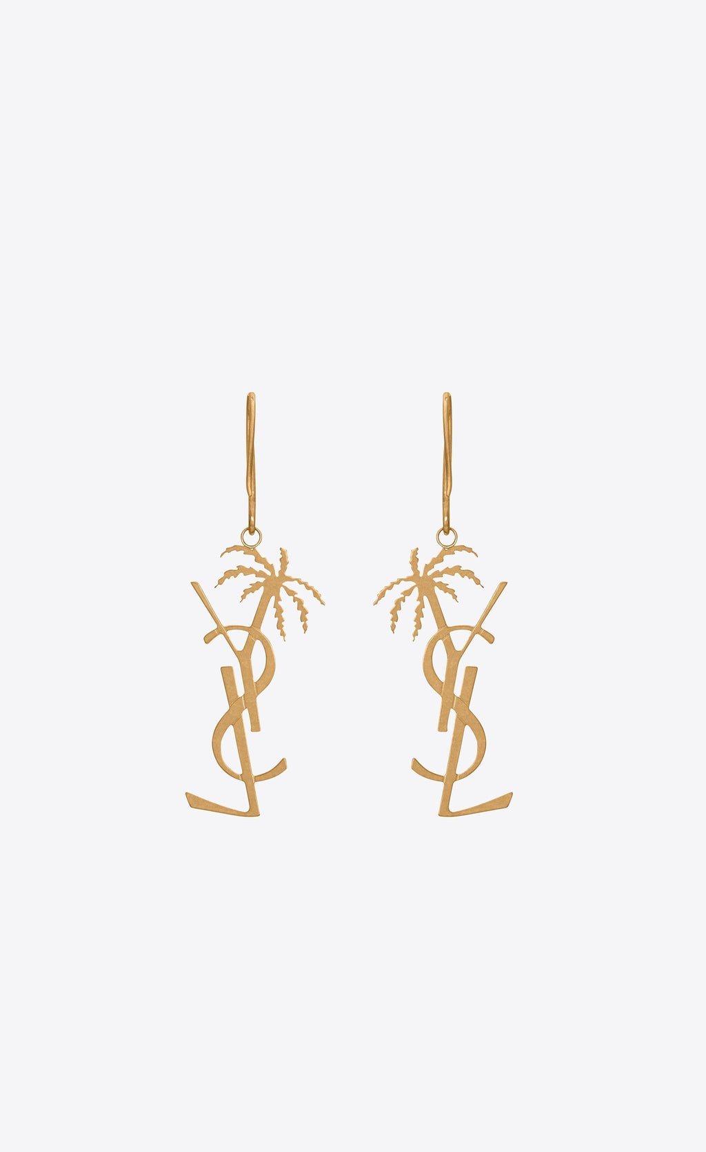 YSL Monogram Palmier Statement Earrings - 18K Yellow Gold