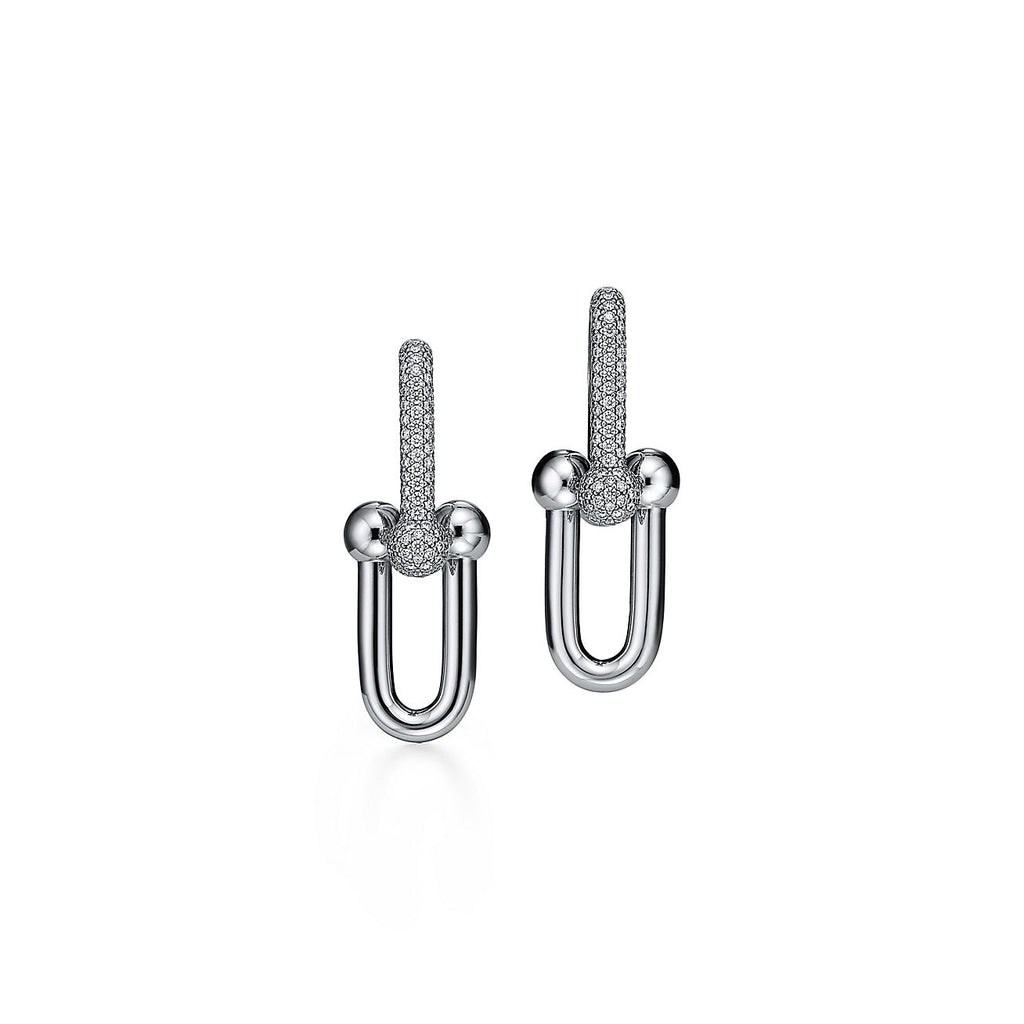 Tiffany HardWear Large Link Moissanite Earrings - 18K White Gold