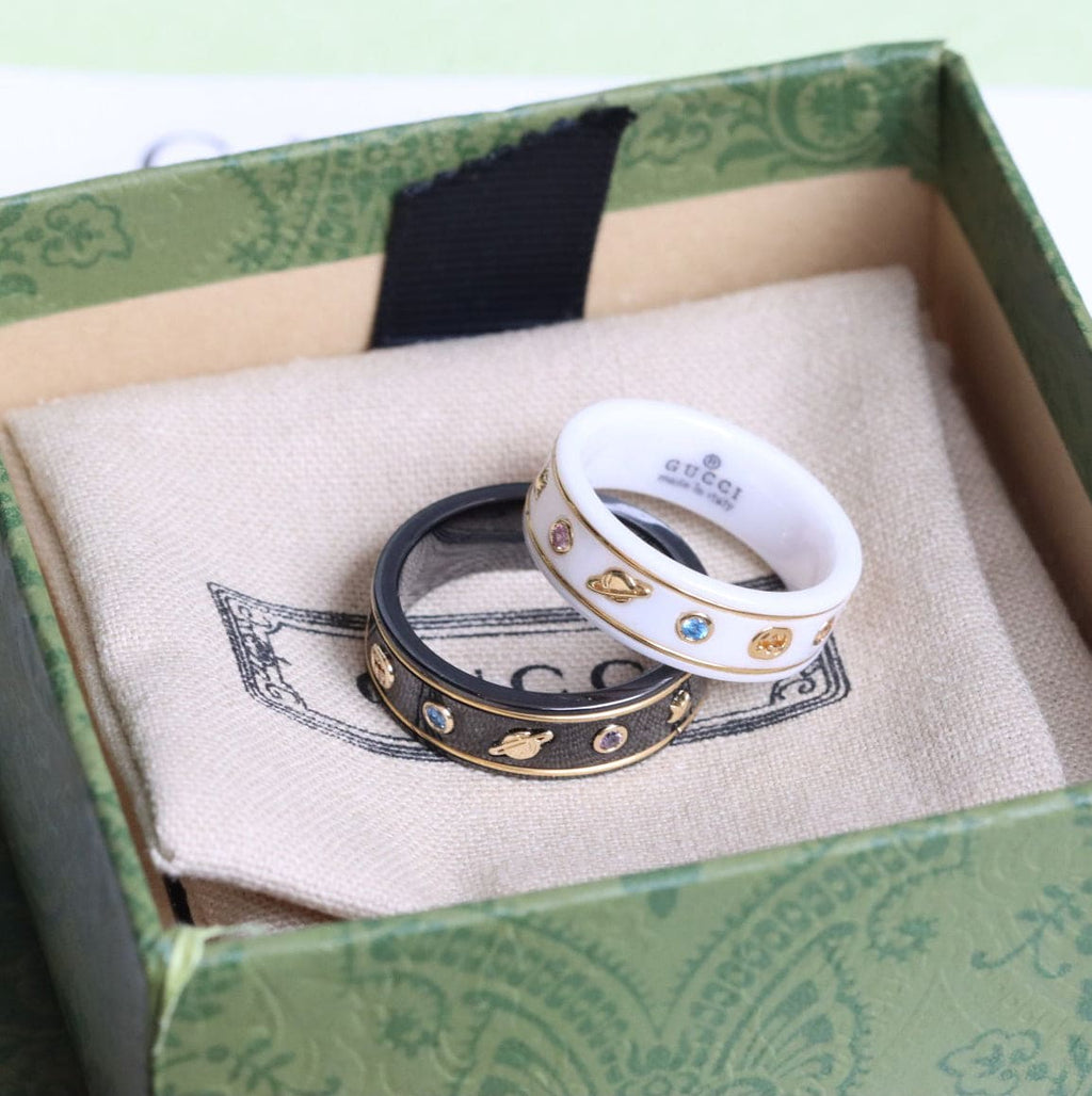 Gucci Double G Icon With Gemstones Corundum Ring - 18K Yellow Gold
