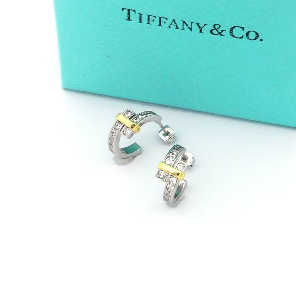 Tiffany Edge Hoop Earrings - 18K Yellow Gold
