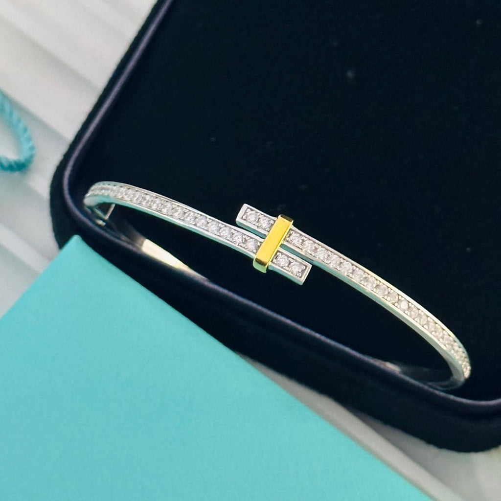 Tiffany Edge Hinged Bypass Bangle Bracelet - 18K White Gold