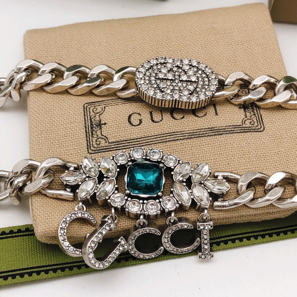 Gucci Double G Script Diamond Necklace