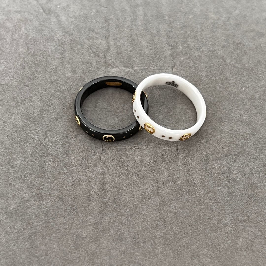 Gucci Double G Icon Black Corundum Ring - 18K Yellow Gold