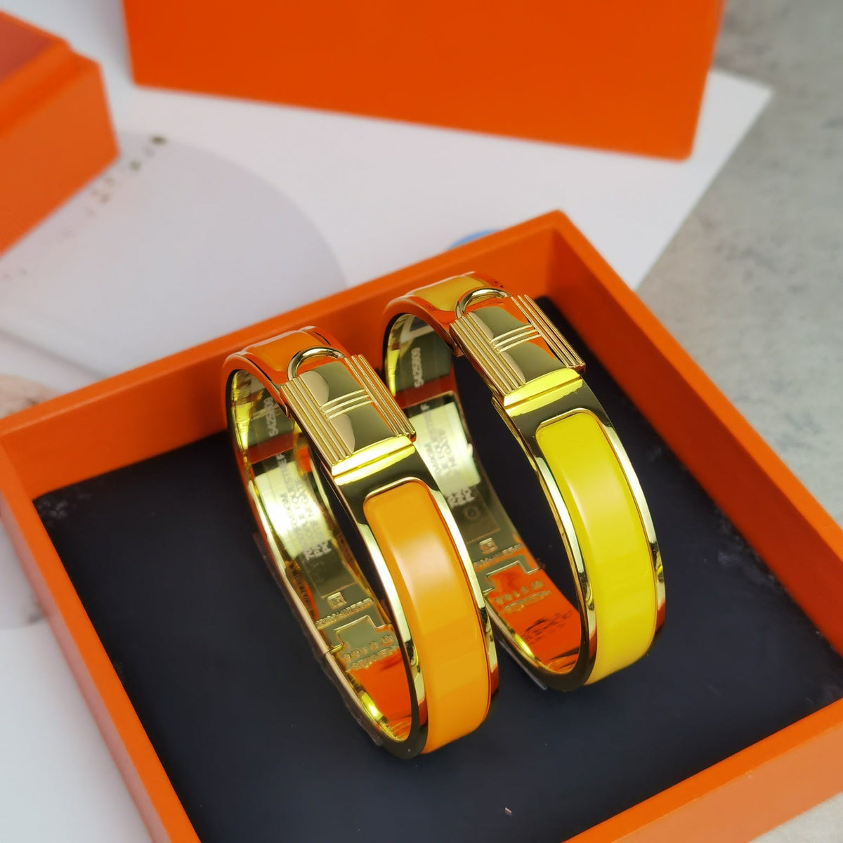 Hermes Clic Cadenas Orange Bracelet