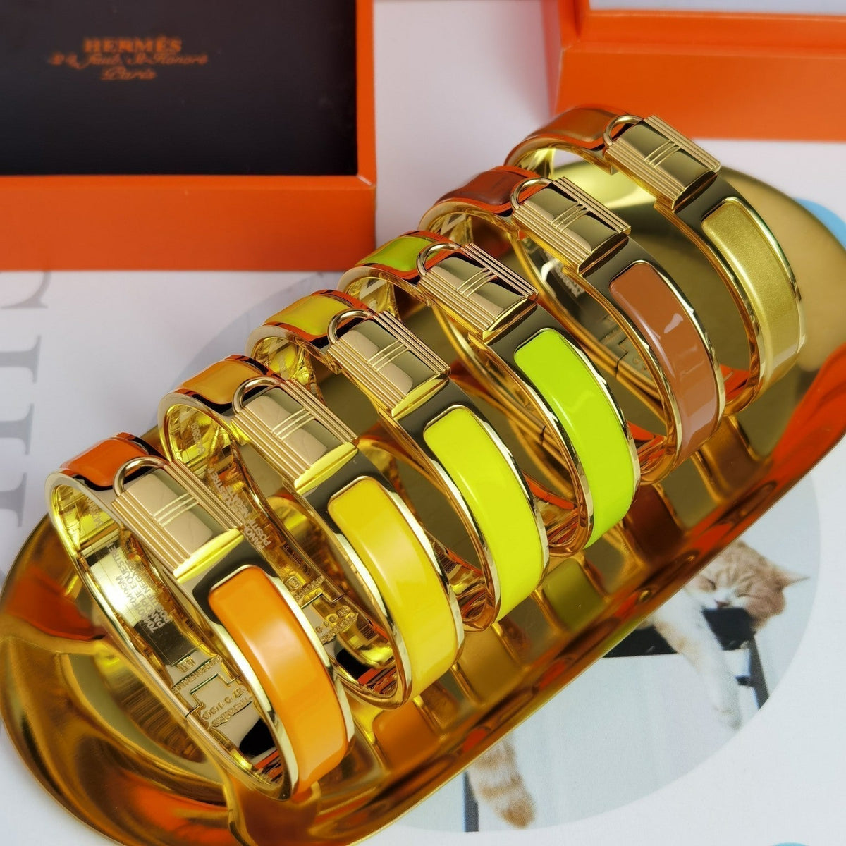 Hermes Clic Cadenas Yellow Bracelet