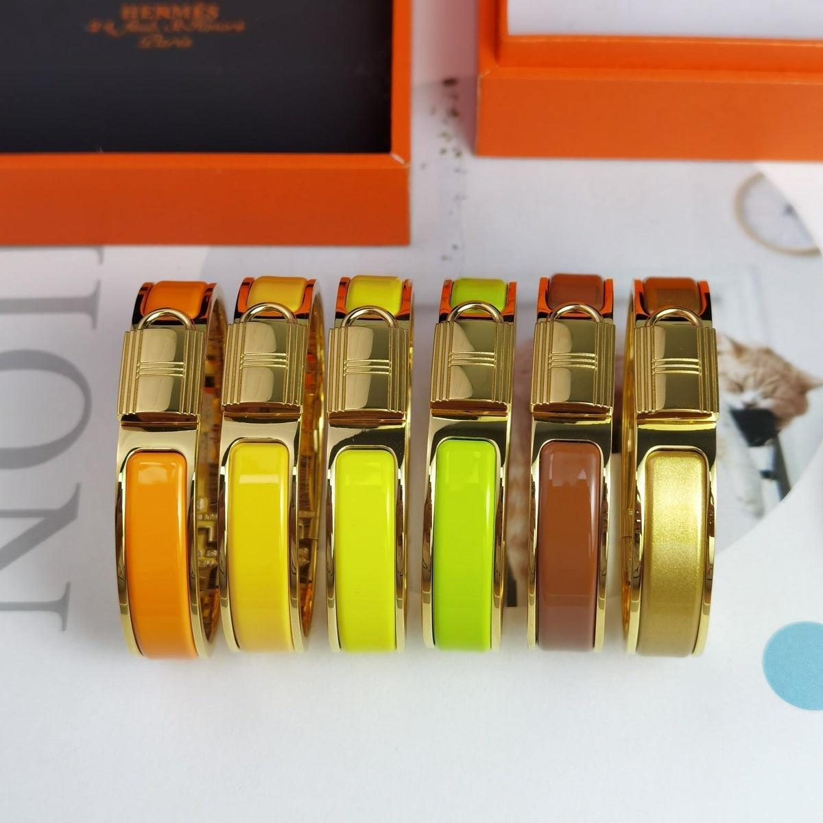 Hermes Clic Cadenas Yellow Bracelet