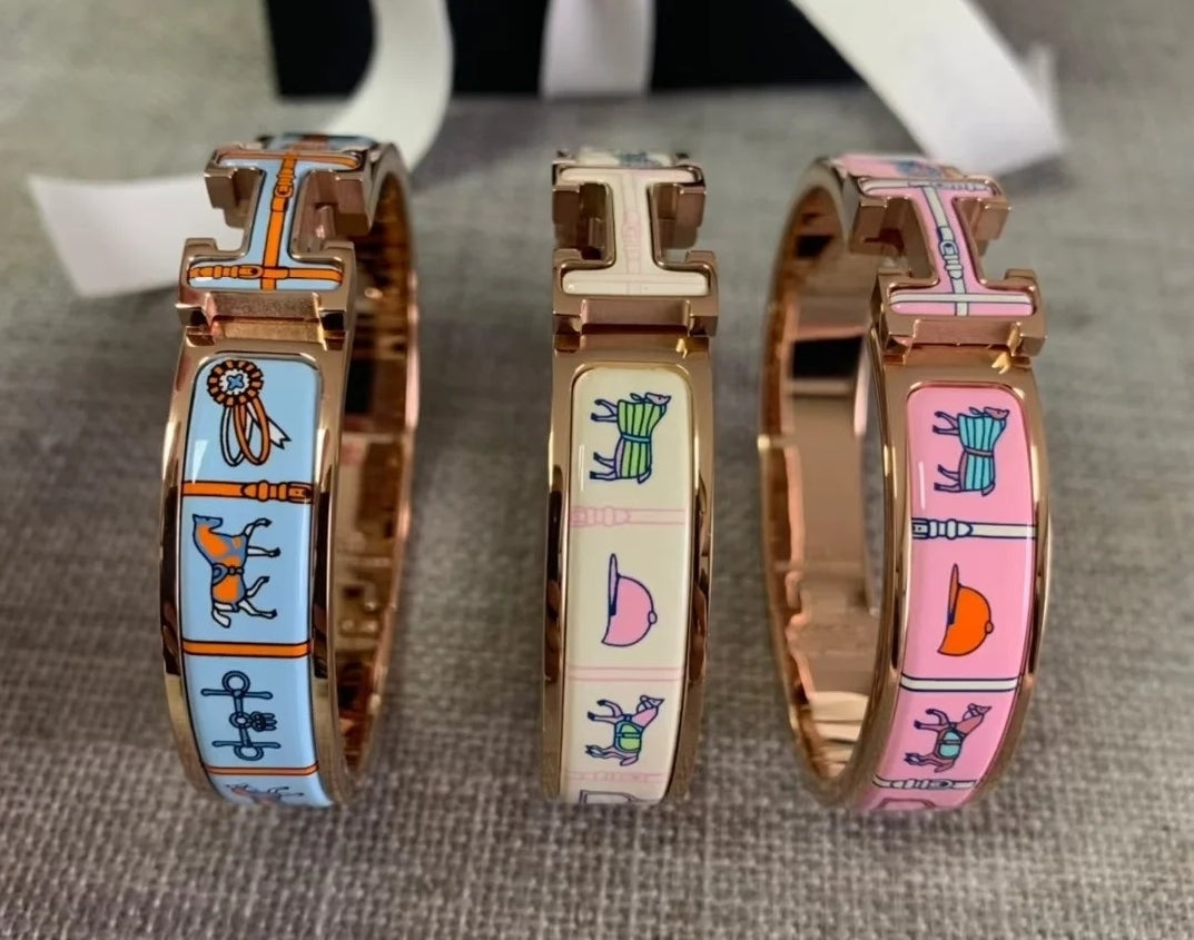 Hermes Clic H Couvertures Blue Bracelet