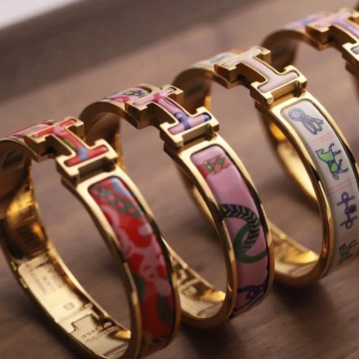 Hermes Clic H Panoplie Equestre Pink Bracelet