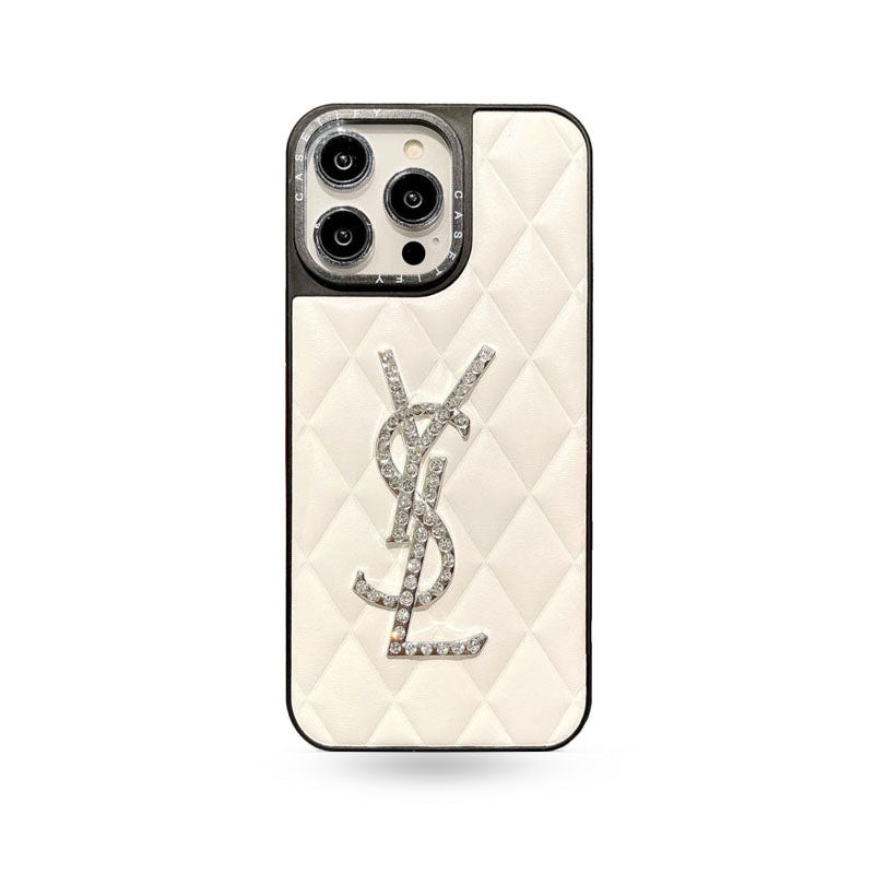 Leather Yl iPhone Case White