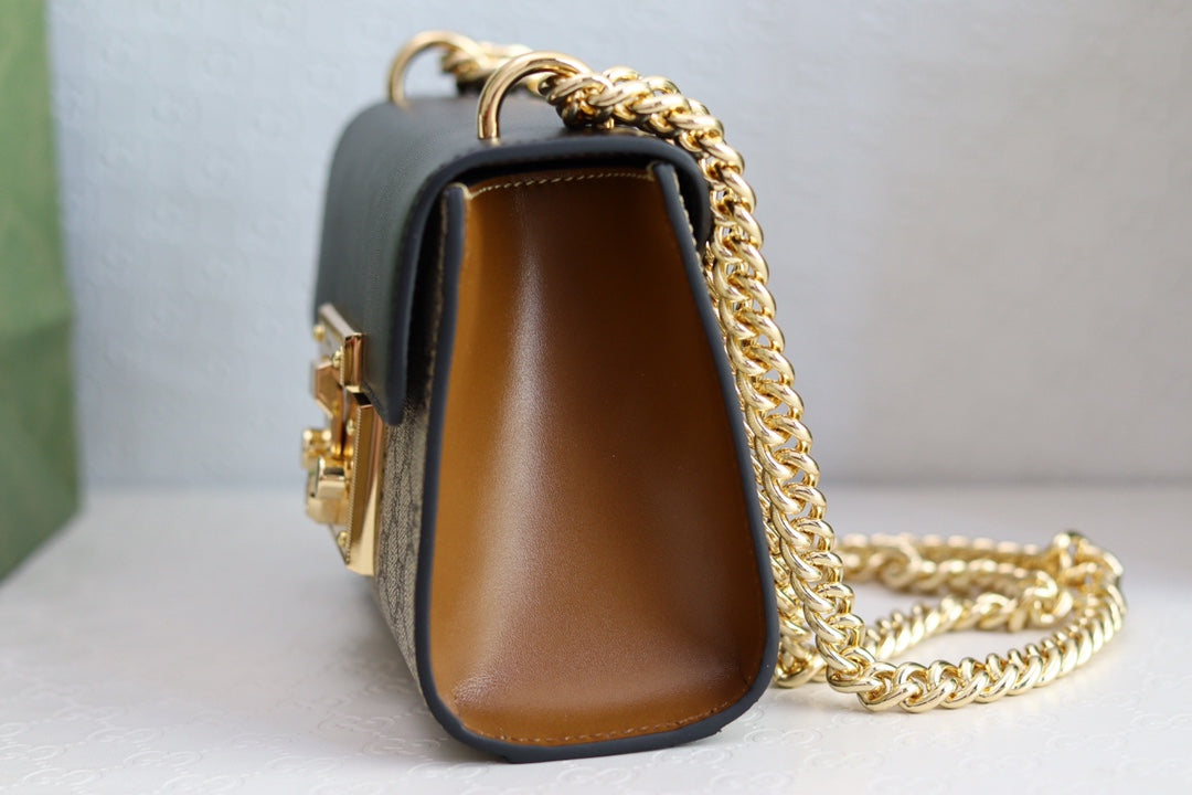 Gucci Padlock 20 Ophidia Leather Black Shoulder Bag