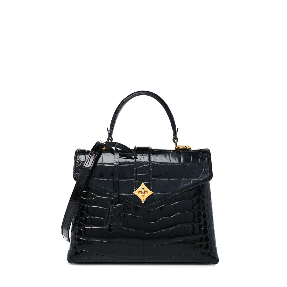 LV Rose Des Vents Mini Handbag - Alligator Matte Black