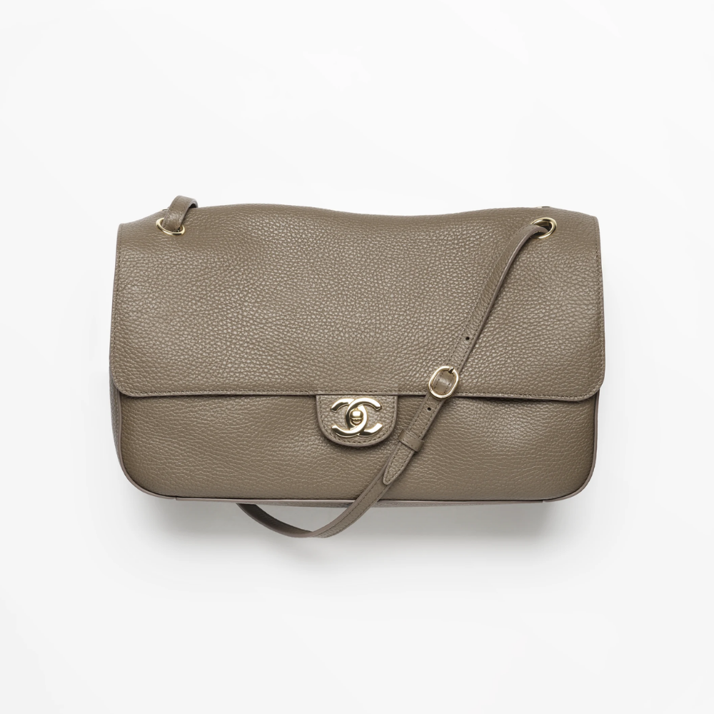 Chanel Maxi Flapbag Gold-Tone - Dark Khaki