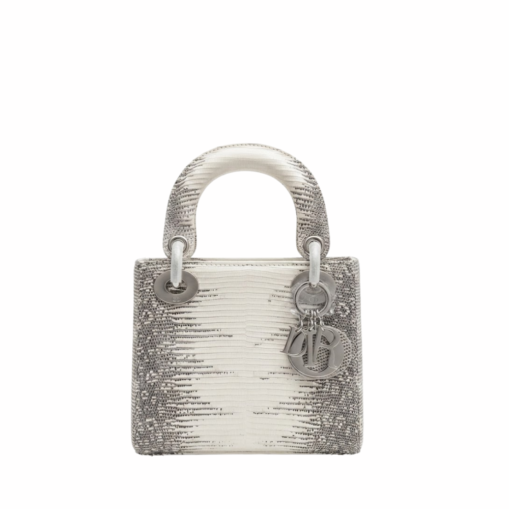Dior Ombre Himalayan Lizard Small Shoulder Bag - White