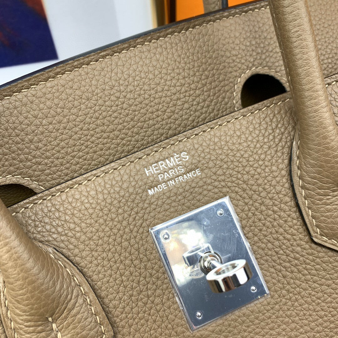 Hermes Birkin 30 Togo Etoupe Bag Silver Hardware Handbags (11.8in30cm) - Grey