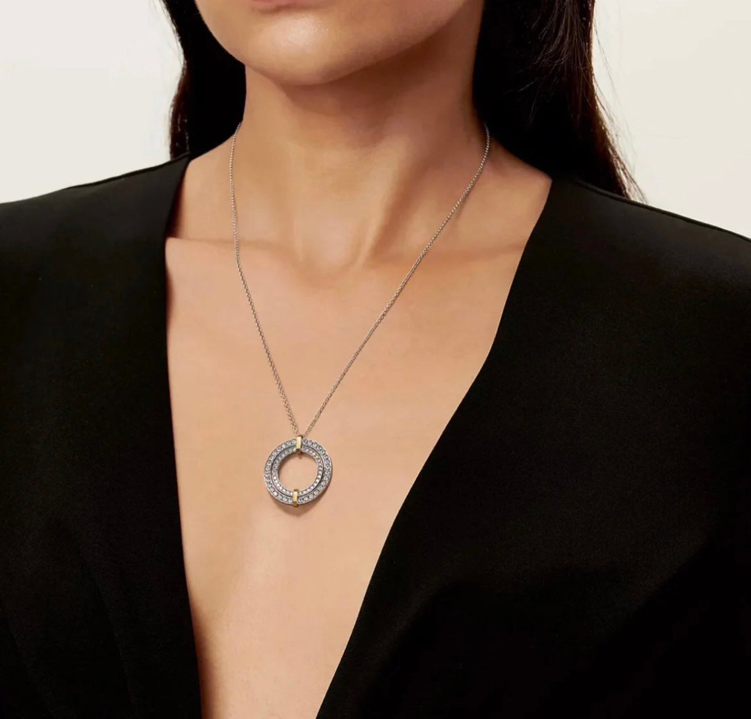 Tiffany Edge Circle Moissanite Pendant Necklace