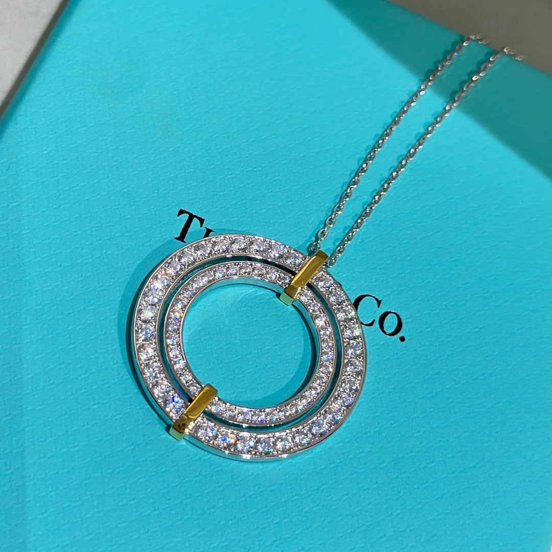 Tiffany Edge Circle Moissanite Pendant Necklace