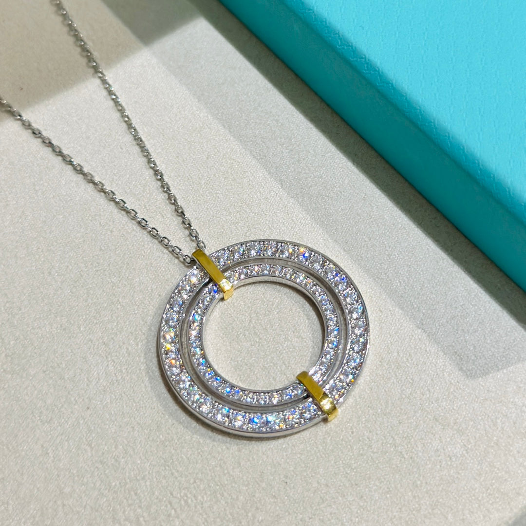 Tiffany Edge Circle Moissanite Pendant Necklace