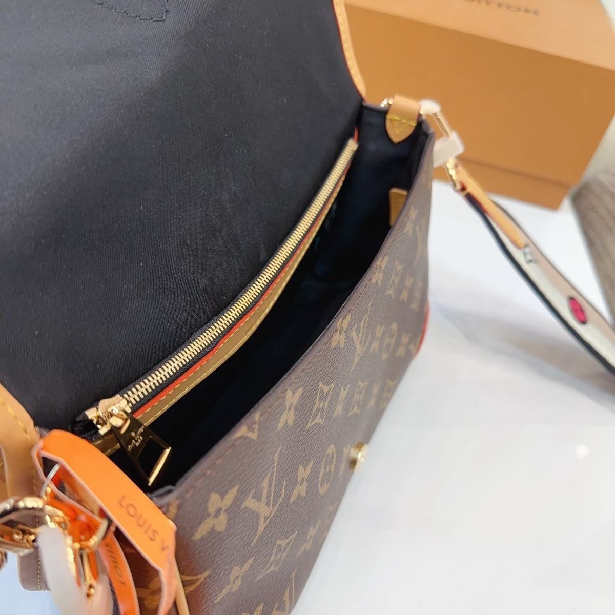 LV Diane Monogram Canvas Crossbody Bag with Embroidered Adjustable Strap