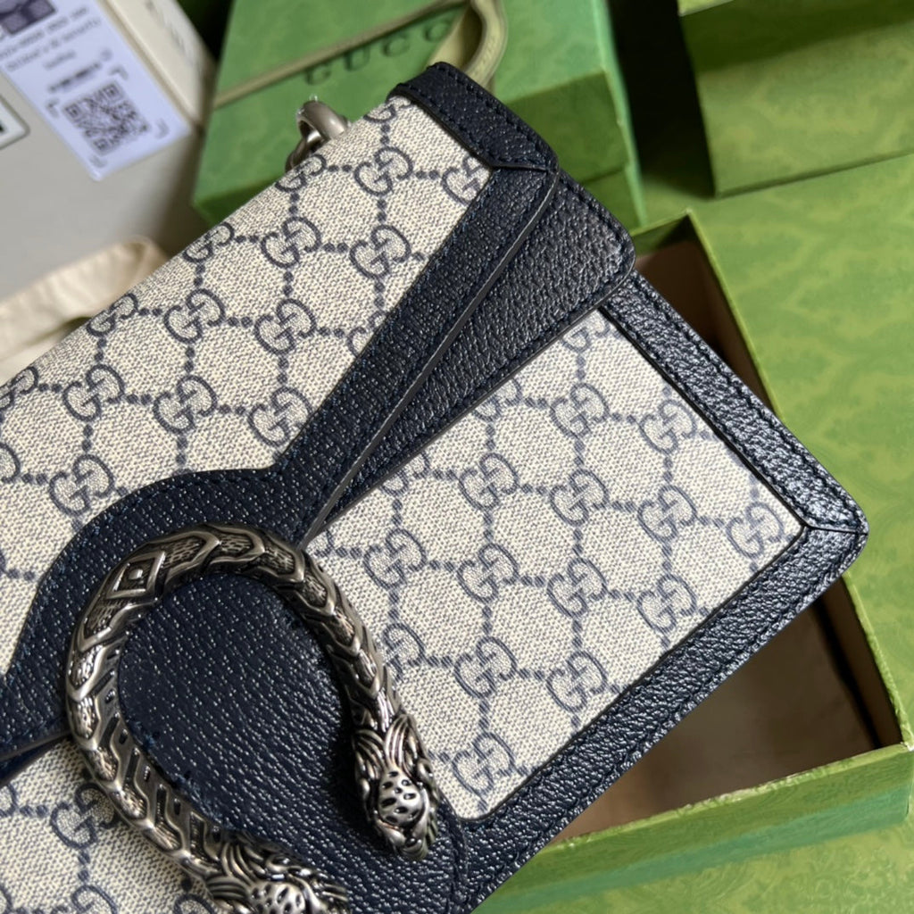 Gucci Dionysus GG Supreme Beige and Blue Shoulder Bag