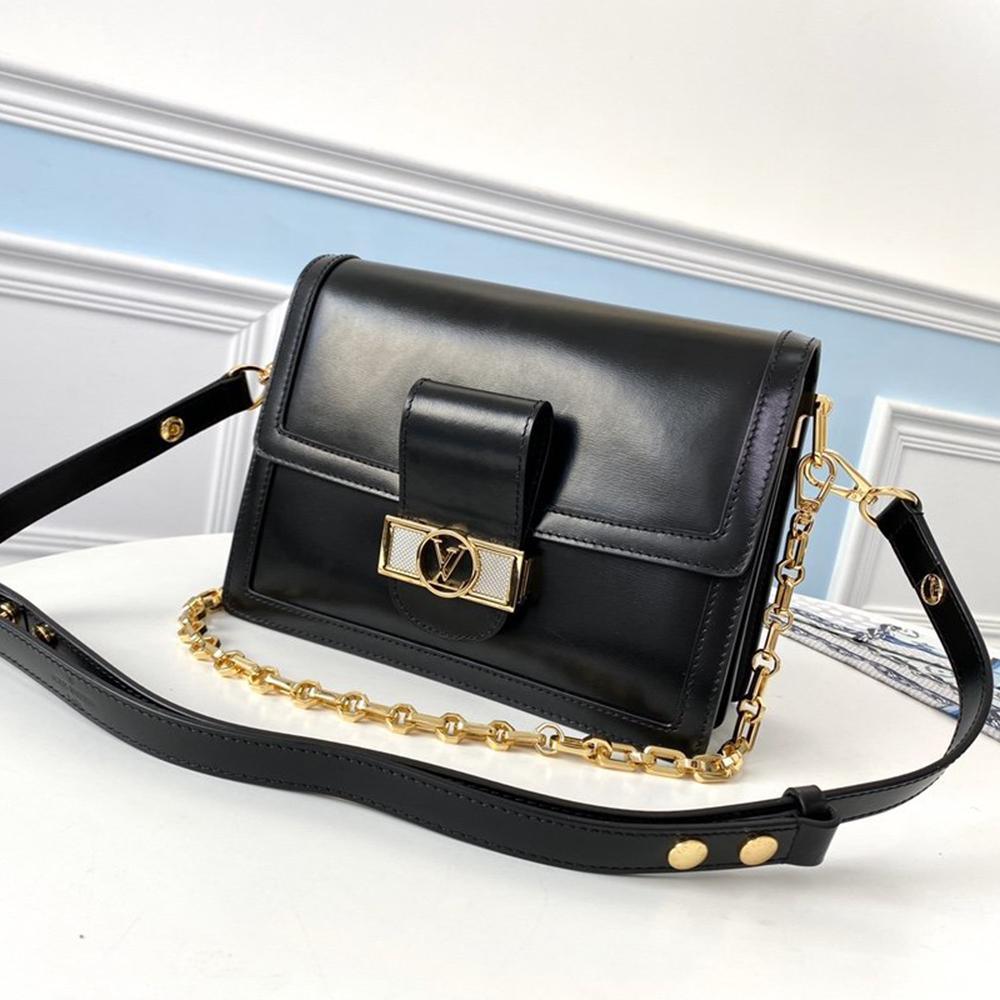 LV Dauphine MM Black Smooth Handbag
