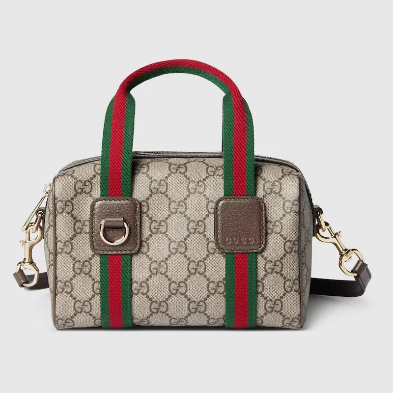 Gucci Mini GG Handbag - Beige and Dark Brown