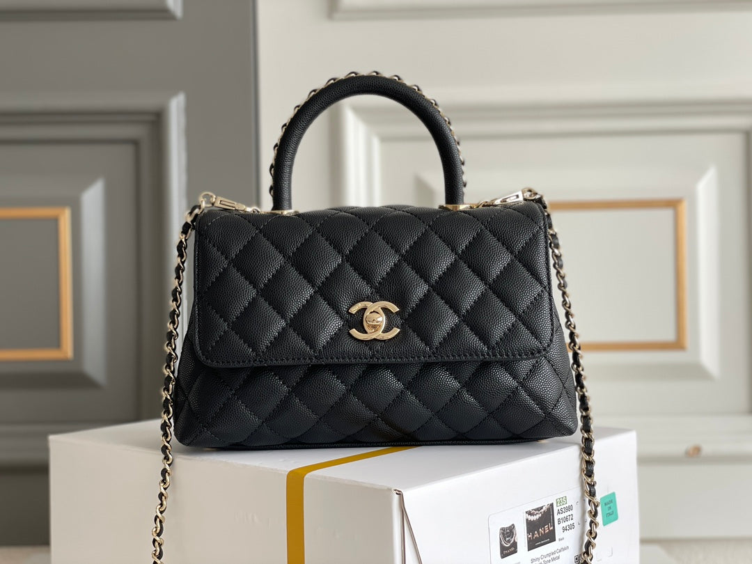 Chanel Coco Handle Black Bag Handle Flap Small/Mini Bag Black