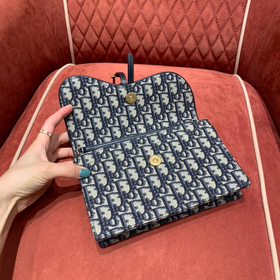 Dior Saddle Pouch Blue Dior Oblique Jacquard