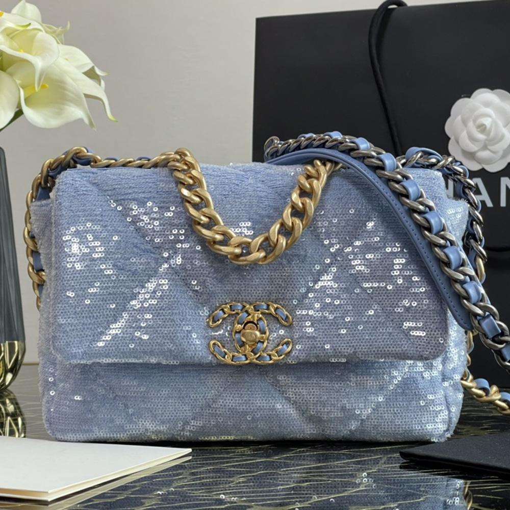 Chanel 19 Sequin Flap Bag - Light Blue