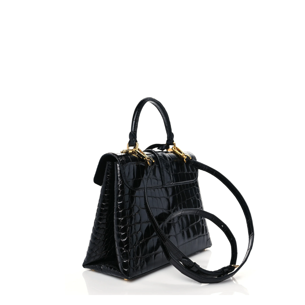 LV Rose Des Vents Mini Handbag - Alligator Matte Black
