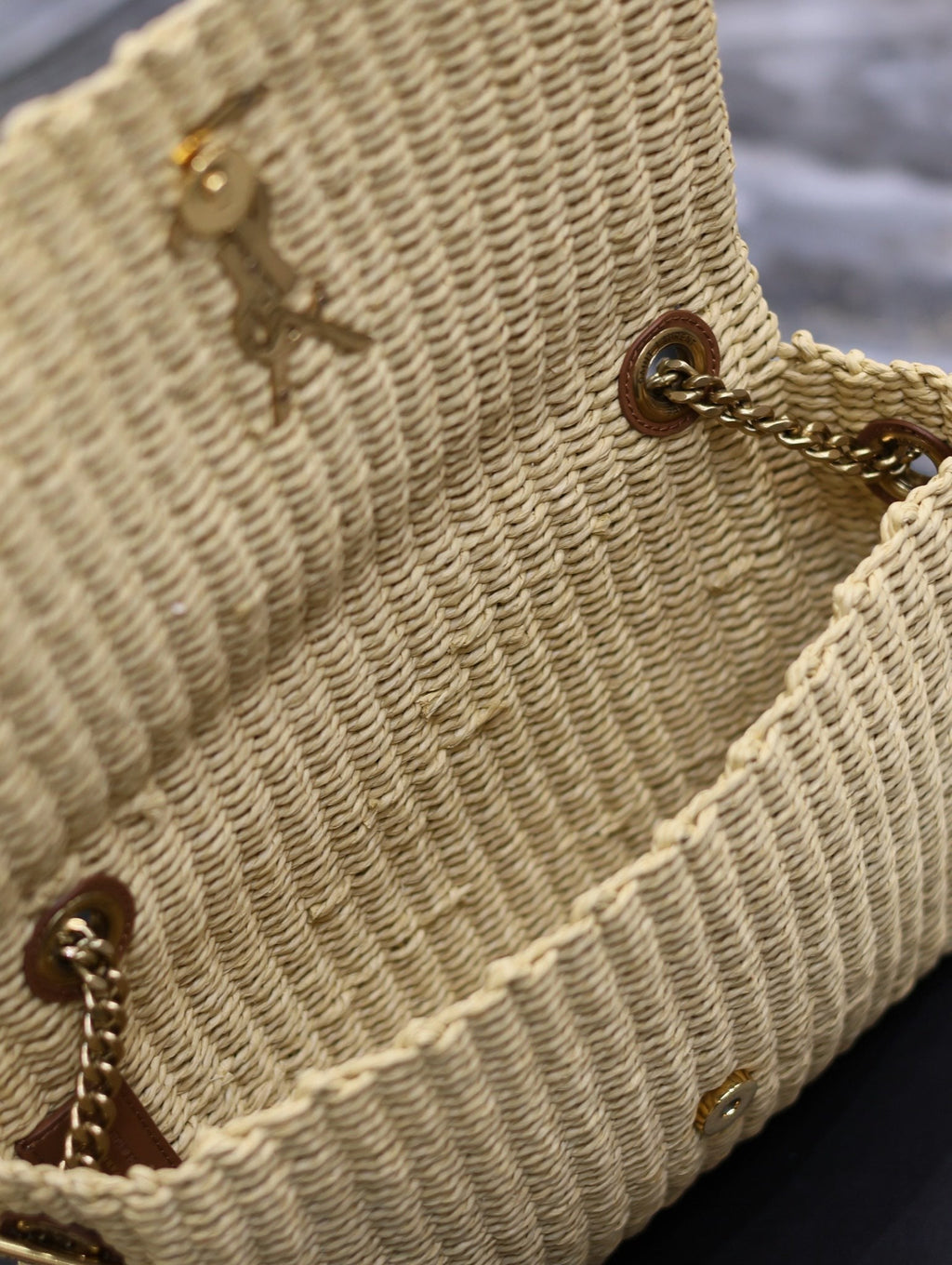YSL Kate in Raffia Shoulder Bag