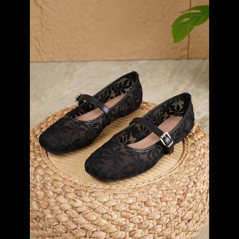 Dolce Lace Flats - Black