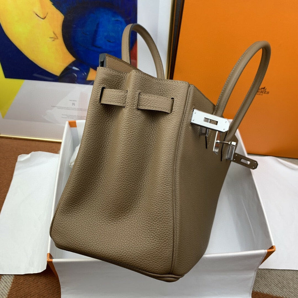 Hermes Birkin 30 Togo Etoupe Bag Silver Hardware Handbags (11.8in30cm) - Grey