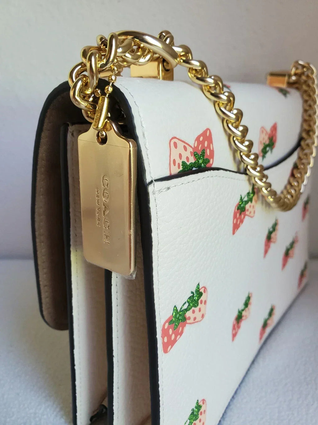 Coach Klare Crossbody with Strawberry Print - White