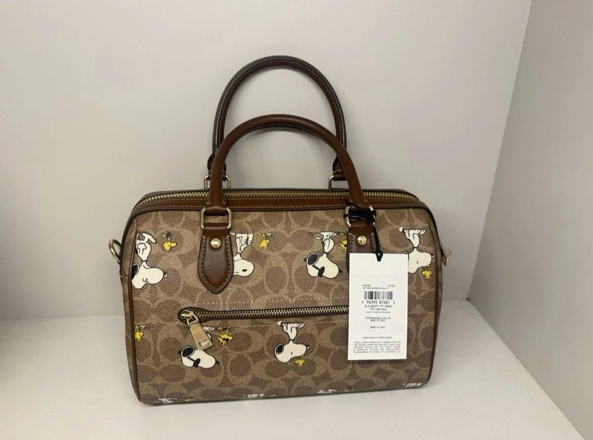 Coach x Peanuts Rowan Satchel Bag Signature Canvas