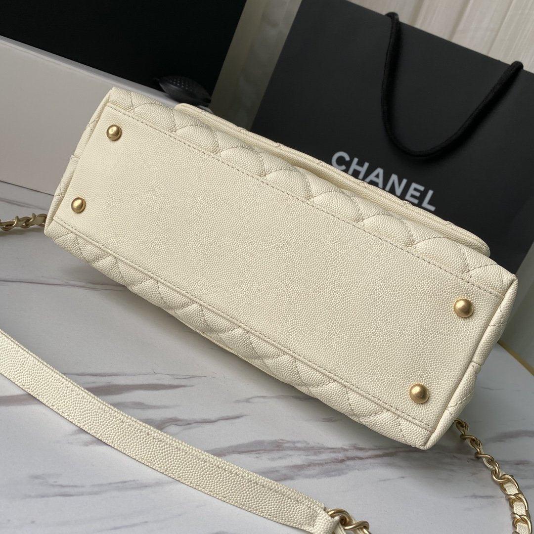 Flap Bag with Top Handle - White