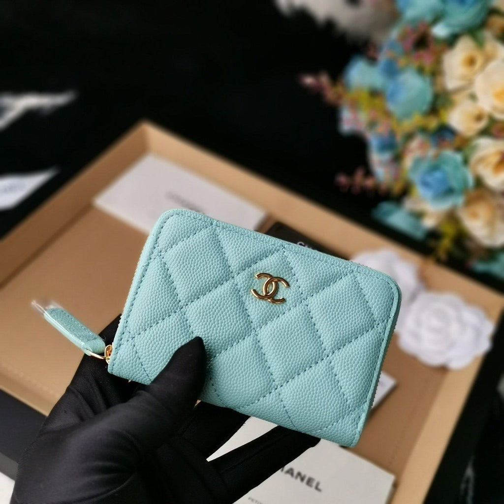 Chanel Zip Coin Wallet Tiffany Blue
