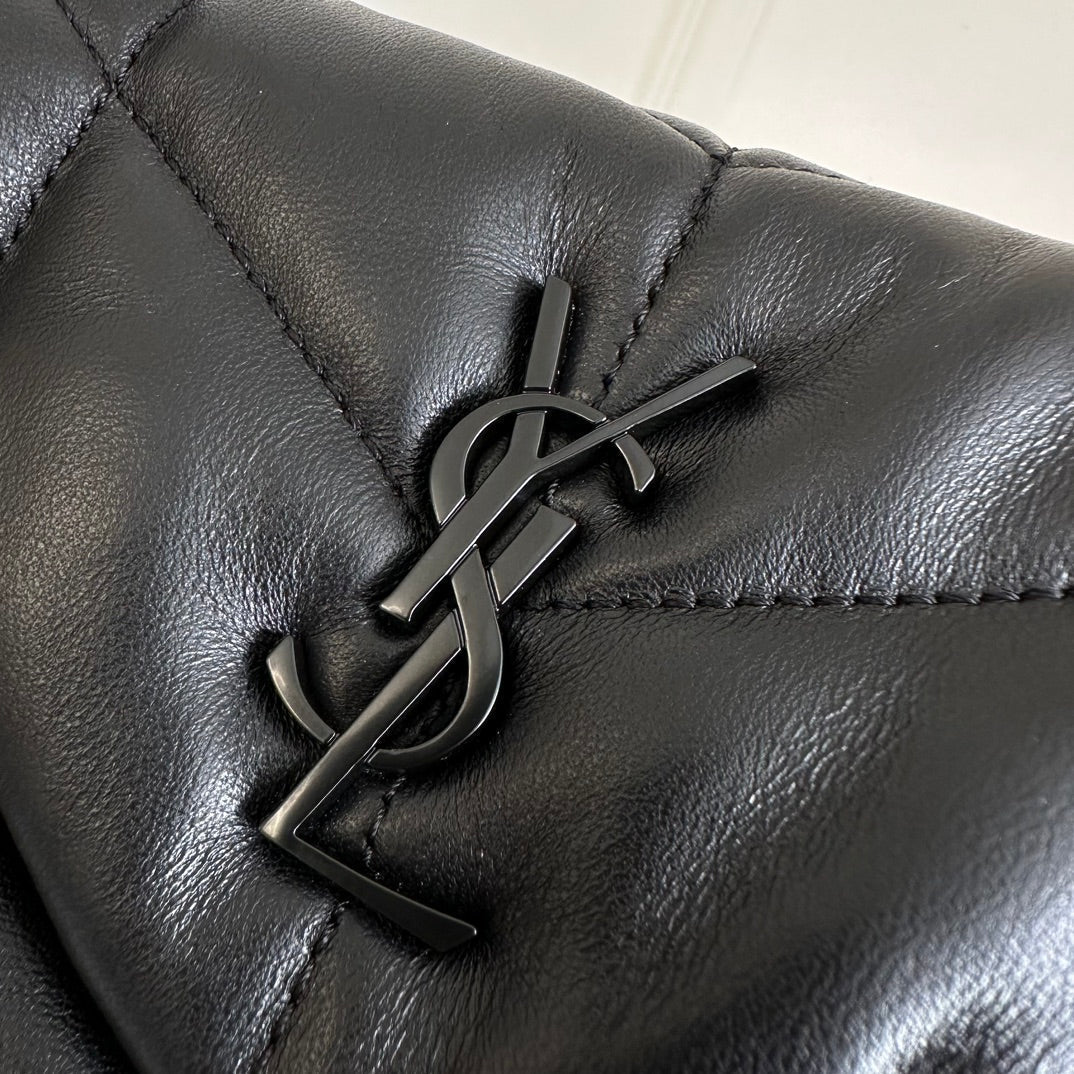 YSL Loulou Puffer Toy Bag in Quilted Lambskin Black Size 23x15.5x8.5