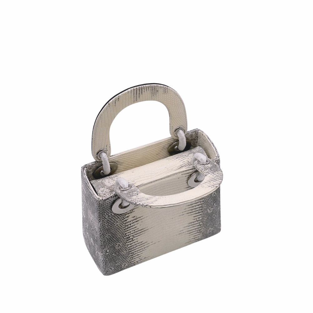 Dior Ombre Himalayan Lizard Small Shoulder Bag - White