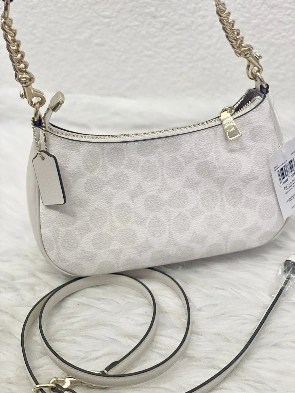Coach Women's Teri Shoulder Bag Signature Canvas - White/Chalk