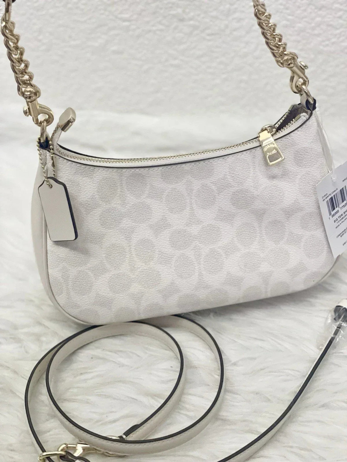 Coach Women's Teri Shoulder Bag Signature Canvas - White/Chalk